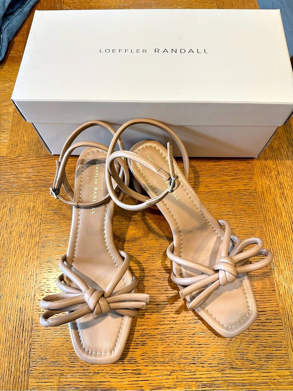 Loeffler Randall Mikel Dune Bow Mid-Heel Sandal Sandals Beige US 8.5
